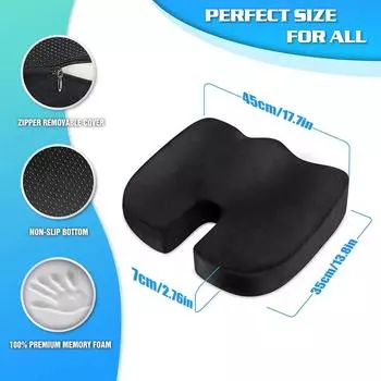 Seat Cushion Office Chair Cushions Pillow Memory Foam Pad Back Pain Relief Cushion Car Office Hip Support Massage Cushion серый