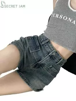 Secret Jam Woman Тонкие джинсовые шорты Женские повседневные обычные короткие шорты XXL чёрный
