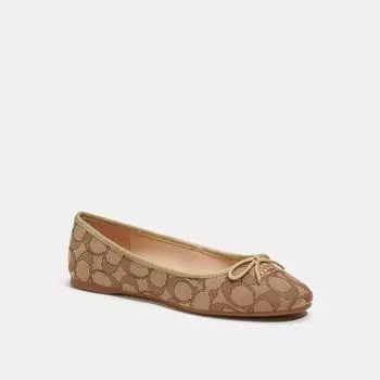 Седло Coach Alina Ballet In Signature из жаккарда цвета хаки