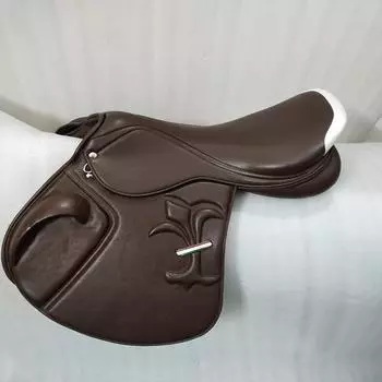 Седло для конкура из коричневой кожи для близкого контакта. Стремя. 14 коричневый