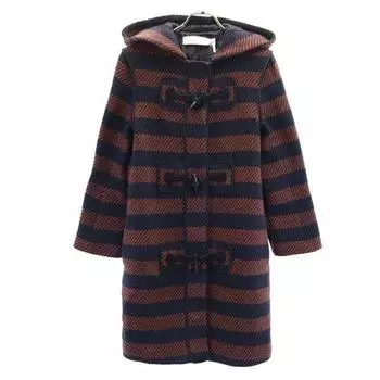SEE BY CHLOE border wool blend Duffel coat 34 Navy system Women Used