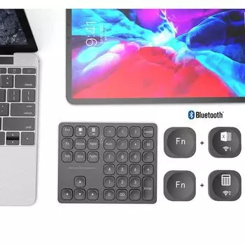 SeenDa Bluetooth Цифровая клавиатура Алюминиевая перезаряжаемая цифровая клавиатура Беспроводная цифровая клавиатура для ноутбука Windows MacBook чёрный