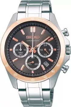 SEIKO 1/5 Second Chronograph Quartz Watch Men s SBTR026 Brown Metallic x Pink Gold [Domestic Genuine Product]