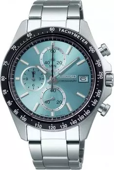 SEIKO 1/5 Second Chronograph Quartz Watch Men s SBTR029 Turquoise Blue [Domestic Genuine Product]