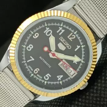SEIKO 5 AUTOMATIC MENS JAPAN REFURBISHED BLACK DIAL WATCH a425749-2 R1028-a425749