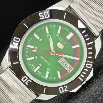 Seiko 5 АВТОМАТИЧЕСКИЕ МУЖСКИЕ ВОССТАНОВЛЕННЫЕ 6309A ЯПОНИЯ НАРУЧНЫЕ ЧАСЫ С ЗЕЛЕНЫМ ЦИФЕРБЛАТОМ a426507-2 RL-a426507
