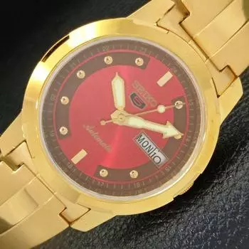 SEIKO 5 АВТОМАТИЧЕСКИЕ МУЖСКИЕ ЯПОНИЯ 6309A ВОССТАНОВЛЕННЫЕ КРАСНЫЕ НАРУЧНЫЕ ЧАСЫ a426402-2 RL-a426402