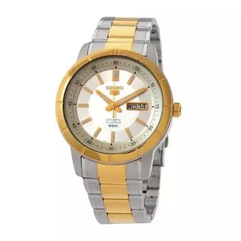 Seiko 5 двухцветный серебряный циферблат из нержавеющей стали с 21 драгоценным камнем автоматические мужские часы SNKN58K1 серебряный