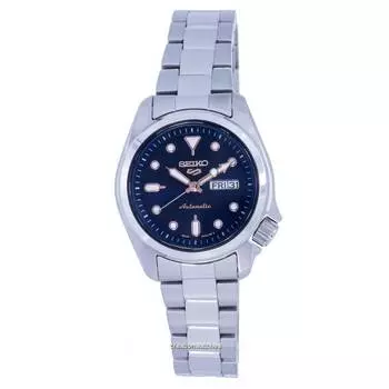 Seiko 5 Спортивные автоматические женские часы из нержавеющей стали с синим циферблатом SRE003 SRE003K1 SRE003K 100M