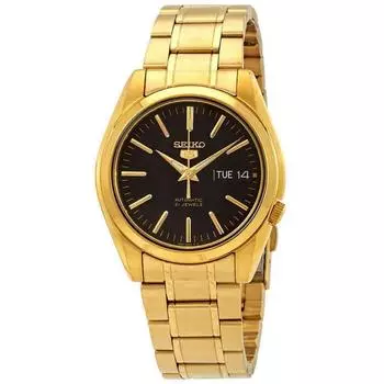 Seiko 5 Sports Gold Tone Нержавеющая сталь Черный циферблат 21 камень Автоматические мужские часы SNKL50K1 чёрный