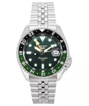 Seiko 5 Sports SKX GMT Нержавеющая сталь Зеленый циферблат Автоматические мужские часы SSK035K1 100M зелёный