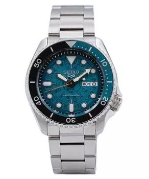 Seiko 5 Sports SKX Style из нержавеющей стали с прозрачным бирюзовым циферблатом, автоматические мужские часы SRPJ45K1 100M чирковый