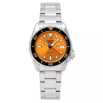 Seiko 5 Sports SKX Style Midi с оранжевым циферблатом, автоматические мужские часы SRPK35K1 100M