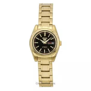 Seiko 5 Золотистый оттенок Нержавеющая сталь Черный циферблат 21 камень Автоматические женские часы SYMK22K1 чёрный