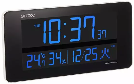 Seiko Часы Seiko Настенные часы Настольные часы Радиоволновые цифровые AC Цветной ЖК-дисплей Серия C3 Белый DL208W SEIKO чёрный