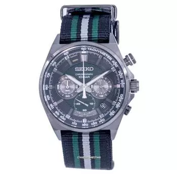 Seiko Chronograph Nylon Green Dial Quartz SSB411 SSB411P1 SSB411P 100M Мужские часы