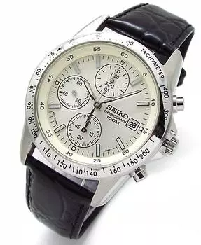 SEIKO Chronograph Watch Genuine Leather Belt Set Domestic Seiko Officially Distributed Product White SND363P1 [Parallel Import]