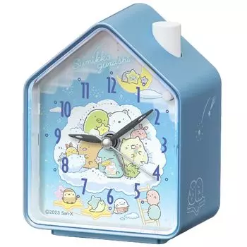Часы-будильник Seiko Sumikkogurashi светло-голубой жемчуг 110 x 86 x 63 мм CQ166L