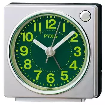 Seiko Clock Alarm Clock Table Clock Analog Light Concentrating Resin Dial Silver Metallic 65 x 64 x 38mm PYXIS NR450S