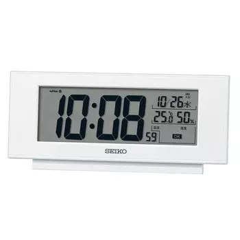 Seiko Clock Будильник Настольные часы Цифровое радио Белый жемчуг 77 x 174 x 38 мм Комфортная среда NAVI SQ794W