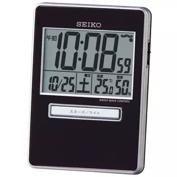 Seiko Clock Clock Thermo-Hygrometer Calendar Display with Radio Waves Digital Tiger Bella (Black) SQ699K