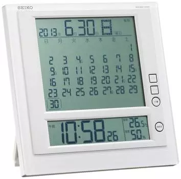 Seiko Clock Настенные часы Настольные часы Функция ежемесячного календаря Rokudai Display Цифровые радиобудильники SQ422W SEIKO