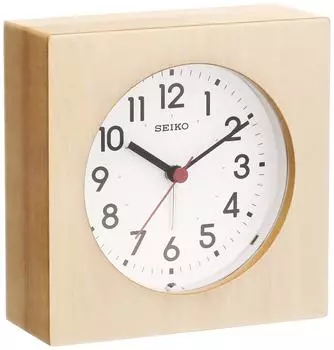 Seiko Clock Настенные часы с аналоговым будильником двойного назначения, деревянная рамка из натурального дерева KR501A SEIKO