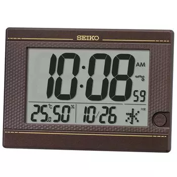 Seiko Clock Настольные часы Настенные часы Цифровые радиоволновые темно-коричневые металлические 150 x 210 x 22 мм при использовании 145 x 210 x 71 мм SQ448B, подставка
