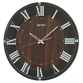 SEIKO CLOCK Радио Настенные Часы KX397B Натуральный Круглый Тип Круглый Темно-Коричневый Деревянный Зернистость Аналоговый (Часы Сейко)