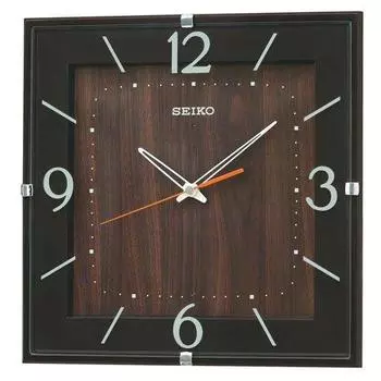 SEIKO CLOCK Радио Настенные Часы KX398B Натуральный Квадратный Тип Квадратный Темно-Коричневый Древесный Текстурный Аналоговый (Часы Сейко)