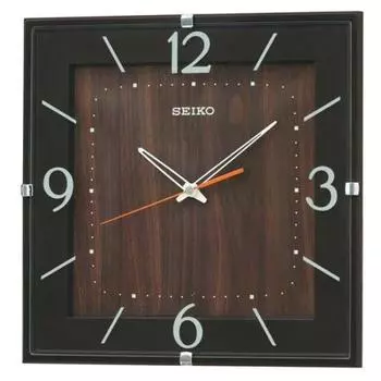 SEIKO CLOCK Радио Настенные Часы KX398B Натуральный Квадратный Тип Квадратный Темно-Коричневый Древесный Текстурный Аналоговый (Часы Сейко) коричневый