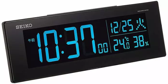 Seiko Clock Seiko Clock Настольные часы Будильник Радио Цифровой AC Цветной ЖК-дисплей Серия C3 Черный корпус xx см BC406K 01 Размер 7,3 22,2 4,4