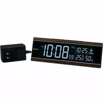 Seiko Clock Table Clock Alarm Clock Radio Digital AC Color LCD Series C3 Brown Wood Grain Body x x cm DL306B 03 Size 7.3 22.2 4.4