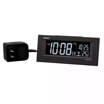 Seiko Clock Table Clock Black Body x x Alarm Clock Radio AC Digital BC413K 01 Size 6.4 15.4 3.9cm