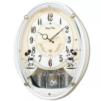 Часы Seiko настенные часы персонаж Дисней Микки Маус Минни Маус радиоволна аналоговые 6 песен мелодия Микки Друзья Дисней время белый жемчуг FW579W &