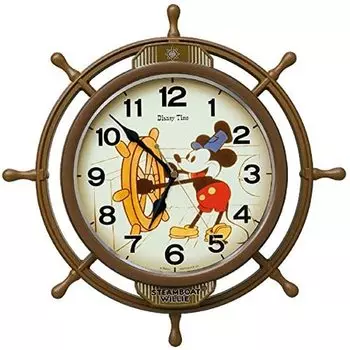 Часы настенные Seiko с изображением персонажа Disney Микки Мауса на радиоволнах, аналоговые, декоративные, маятник, коричневый корпус xx FW583A Размер 39,6 х 39,6 х 6,1 см коричневый