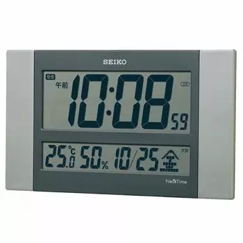Seiko Clock Wall Clock Radio Digital Calendar Temperature Humidity Display Seiko Nextime Silver Metallic Body x x cm ZS451S Size 15.0 26.0 2.6