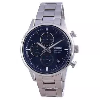 Seiko Discover More Titanium Chronograph Quartz SSB387 SSB387P1 SSB387P 100M Мужские часы синий