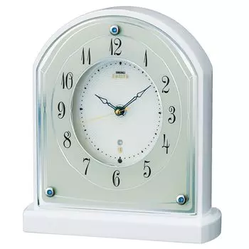 SEIKO EMBLEM Настольные часы деревянная рамка 221x197x76 мм радио аналоговый HW587W белый