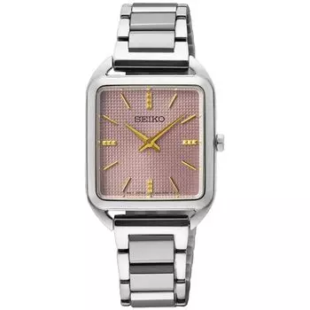 SEIKO Essentials SWR077 кварцевые женские часы с розовым циферблатом и браслетом, серебристые,