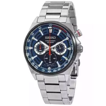 Seiko Концептуальный хронограф из нержавеющей стали с синим циферблатом, кварцевые часы SSB407P1 100M для мужчин