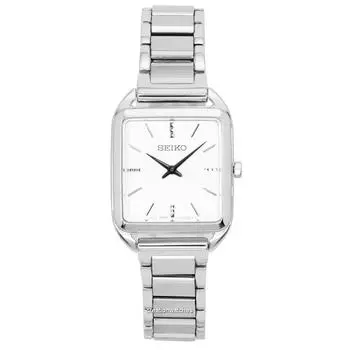 Seiko Кварцевые часы Seiko из нержавеющей стали с белым циферблатом SWR073 SWR073P1 SWR073P Женские часы белый