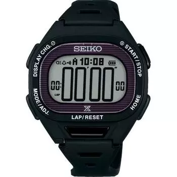 Seiko мужские SBEF055 (PROSPEX Super Runners Солнечные) Овальные часы, черные, пластиковые, цифровые