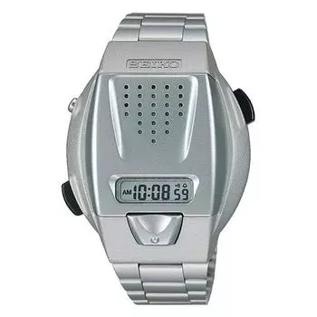 Seiko мужские SBJS001 (Голосовые цифровые часы кварцевые) Часы tonneau, серебристый пластик *Задняя крышка:нержавеющий