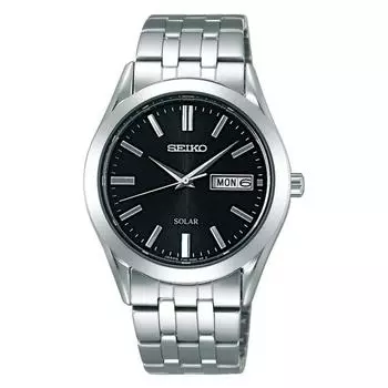 Seiko мужские SBPX083 (SPIRIT Solar Мужские) Круглые часы из серебристой нержавеющей стали, аналоговые