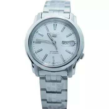 Seiko мужские SNKL75K1 (Браслет Seiko5 SS WT) Круглые часы серебряные аналоговые