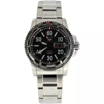 Seiko мужские SRP217K1 (Seiko5 Sports SS браслет IP безель 10BAR BK) Круглые часы серебряные аналоговые