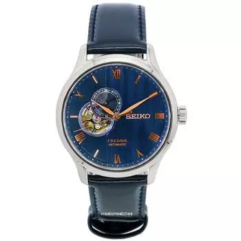 Seiko Presage Sakura By Night Zen Garden с открытым сердечным циферблатом, автоматические мужские часы SSA421 SSA421J1 SSA421J синий