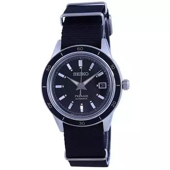 Seiko Presage Стиль 60-х годов с черным циферблатом и нейлоновым ремешком, автоматические мужские часы SRPG09 SRPG09J1 SRPG09J чёрный