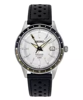 Seiko Presage Style60 s GMT Ремешок из телячьей кожи с серым циферблатом Автоматические мужские часы SSK011J1 серый